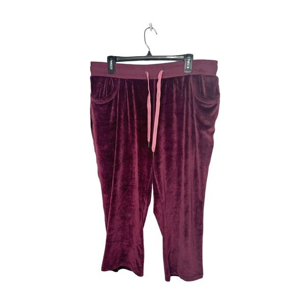 LuLaRoe Cozy Crystal Velour Crop Capri Pants 1X Solid Eggplant - Picture 1 of 2